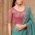 Dusty blue satin crush georgette saree with tussar silk blouse