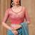 Dusty blue satin crush georgette saree with tussar silk blouse