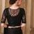 Black satin georgette saree with designer jacket blouse