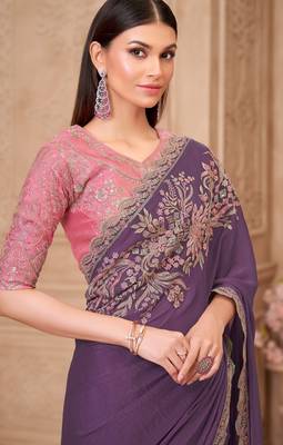 Soft sparkle georgette saree with satin silk blend blouse 2
