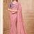 Pink crush satin georgette saree with silk blouse