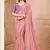 Pink crush satin georgette saree with silk blend blouse