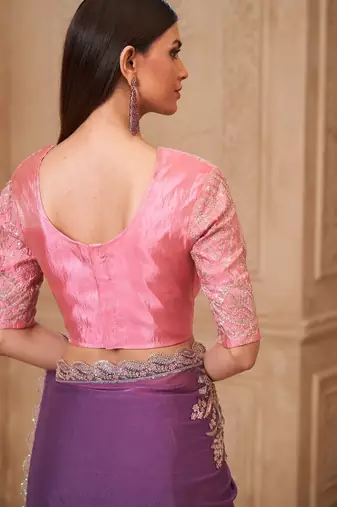 Soft sparkle georgette saree with satin silk blend blouse