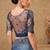 Metal blue satin crush georgette saree with tussar silk blouse