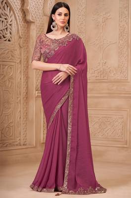 Soft sparkle georgette saree with brocade blouse 1