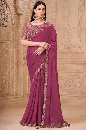 Soft sparkle georgette saree with brocade blouse