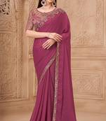 Soft sparkle georgette saree with brocade blouse
