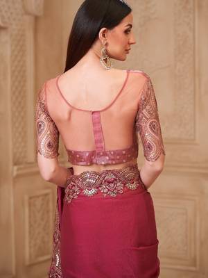 Soft sparkle georgette saree with brocade blouse 4