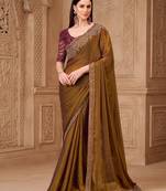 Twinkle satin georgette saree with tussar silk blouse