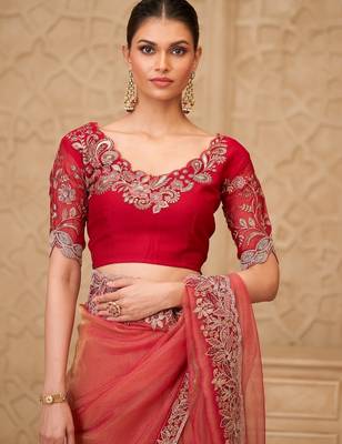 Gold sparkle georgette silk blend saree with satin silk blend blouse 3