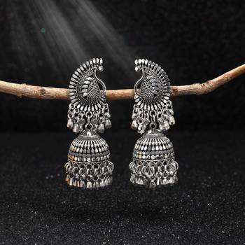 Silver color oxidised earrings 1