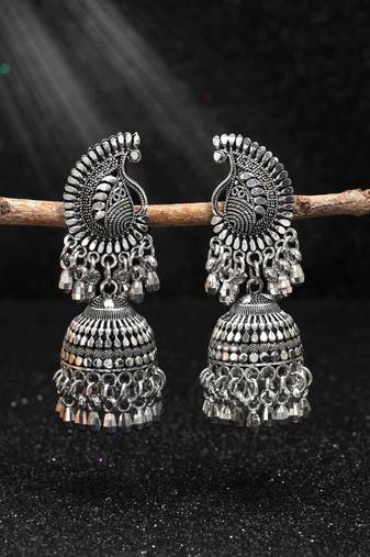 Silver color oxidised earrings