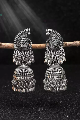 Silver color oxidised earrings