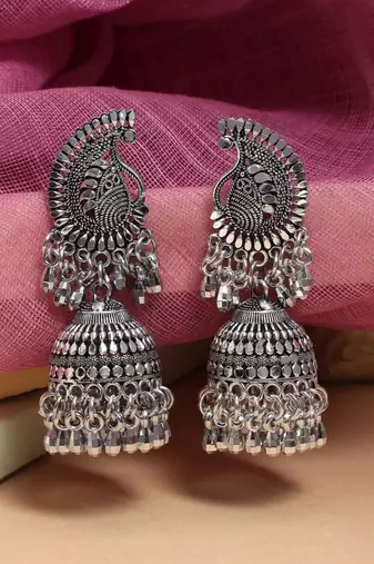 Silver color oxidised earrings