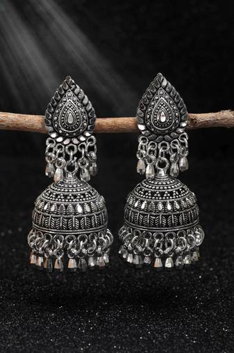 Silver color oxidised earrings