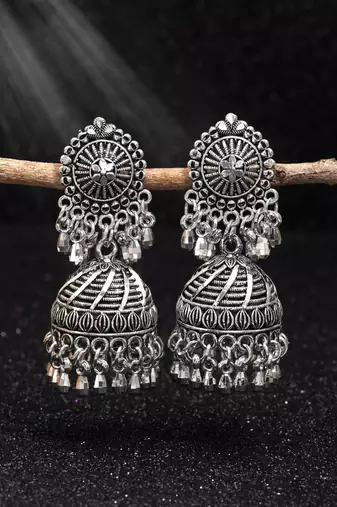 Silver color oxidised earrings