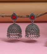 Red color oxidised earrings