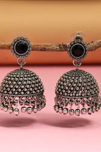 Black color oxidised earrings