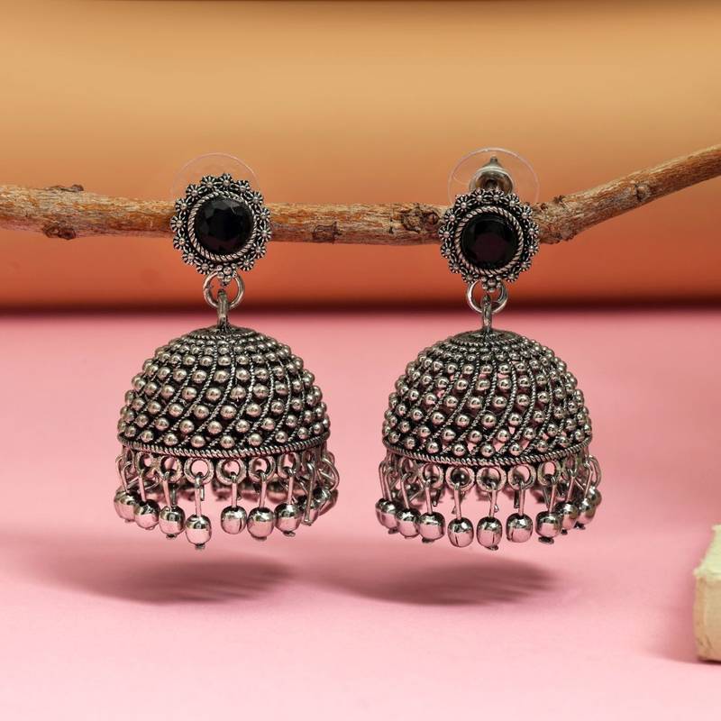 Black color oxidised earrings