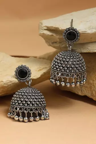 Black color oxidised earrings