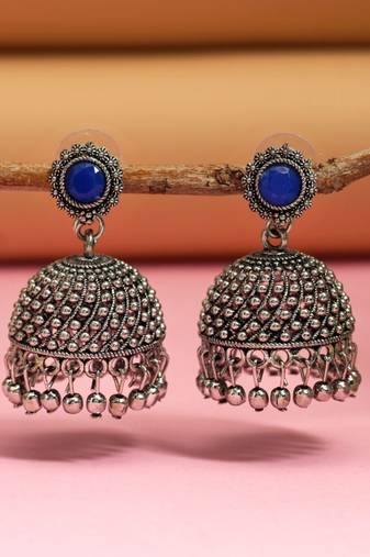 Blue color oxidised earrings