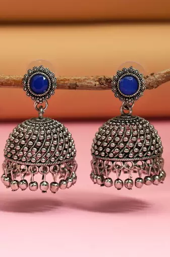 Blue color oxidised earrings