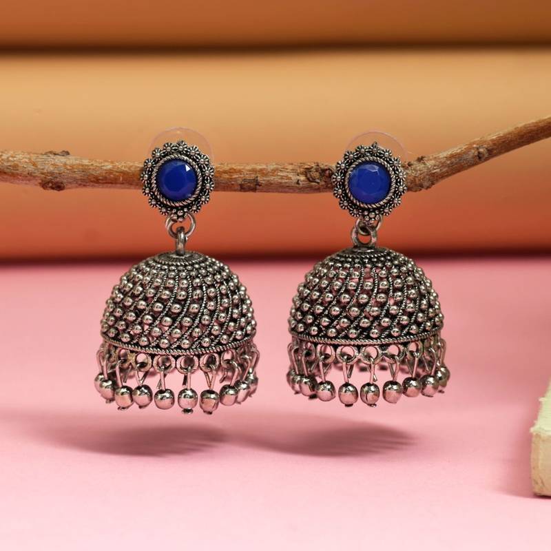 Blue color oxidised earrings