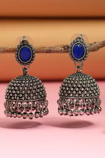Blue color oxidised earrings
