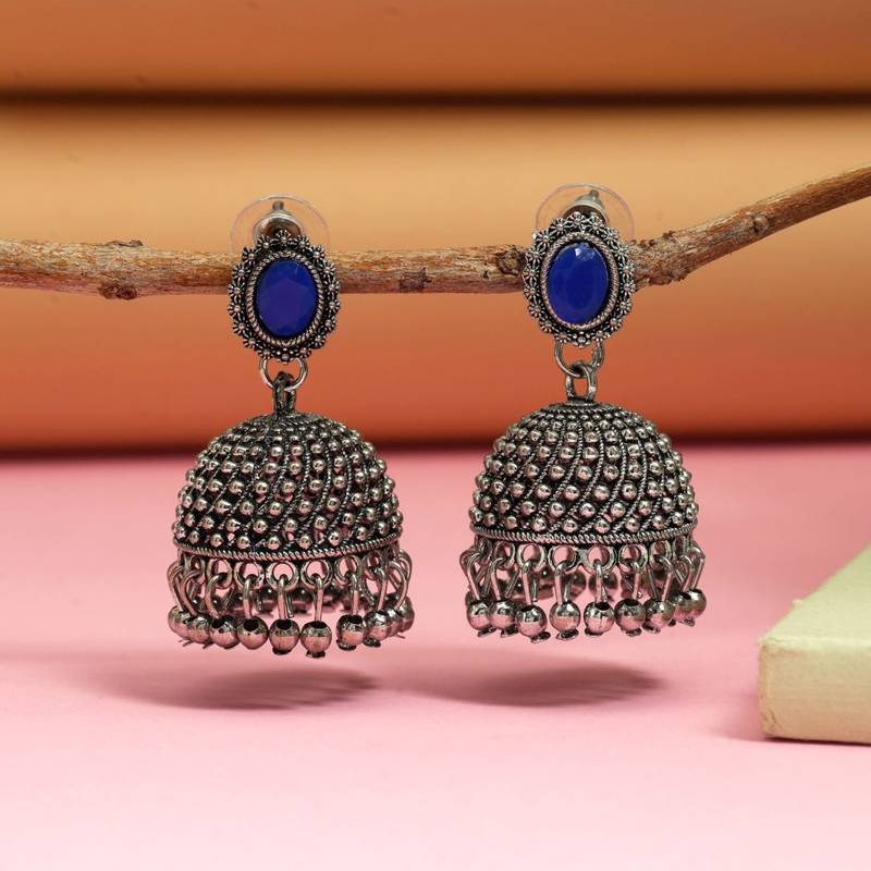 Blue color oxidised earrings