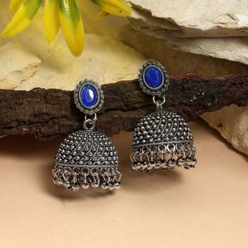 Blue color oxidised earrings 2