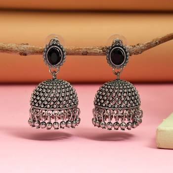 Black color oxidised earrings 1