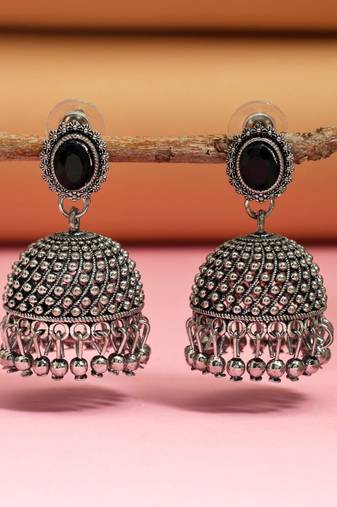 Black color oxidised earrings