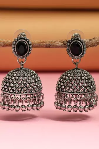 Black color oxidised earrings