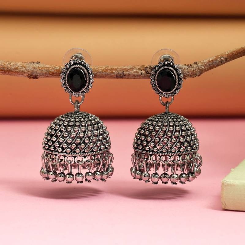 Black color oxidised earrings