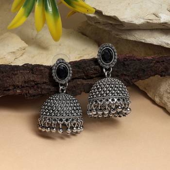 Black color oxidised earrings 2