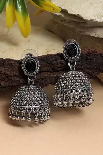 Black color oxidised earrings