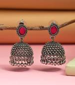 Red color oxidised earrings