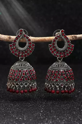 Maroon color oxidised earrings
