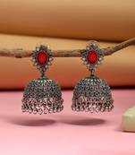 Red color oxidised earrings
