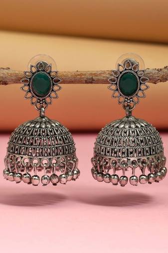 Green color oxidised earrings
