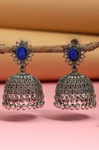 Blue color oxidised earrings