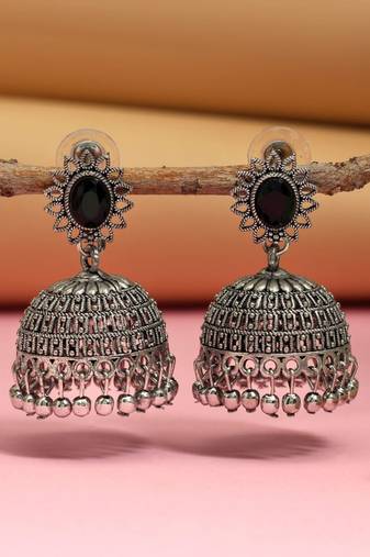 Black color oxidised earrings