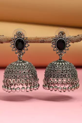Black color oxidised earrings
