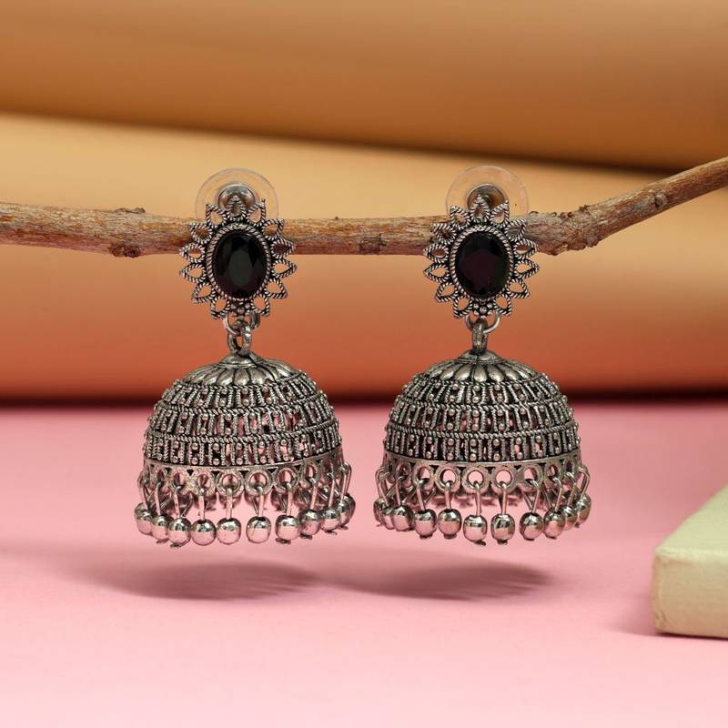 Black color oxidised earrings