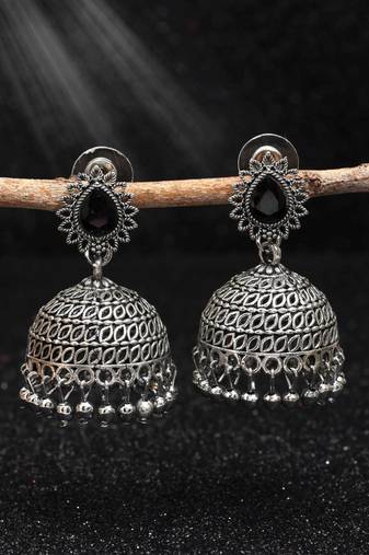 Black color oxidised earrings