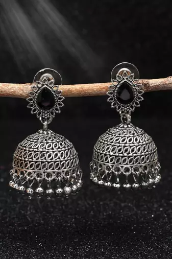 Black color oxidised earrings