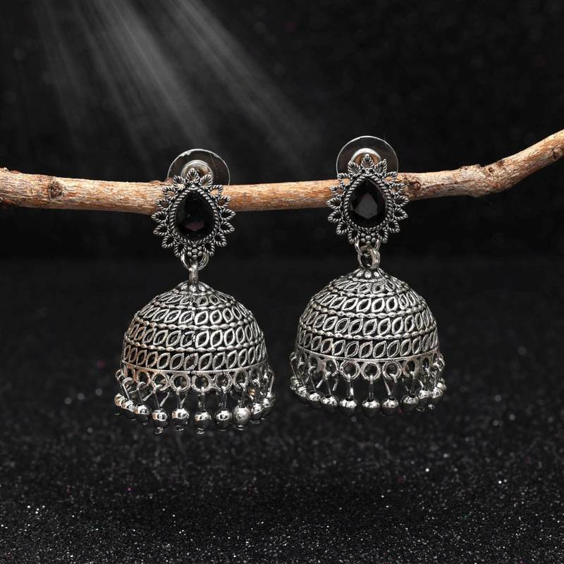 Black color oxidised earrings