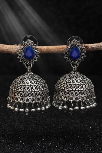 Blue color oxidised earrings