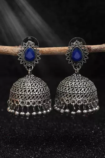 Blue color oxidised earrings
