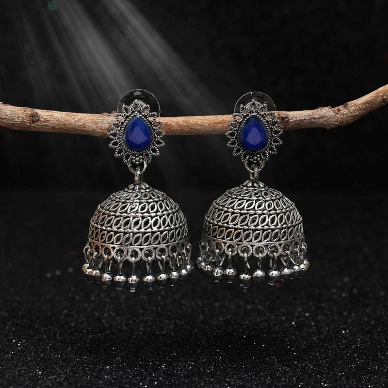 Blue color oxidised earrings
